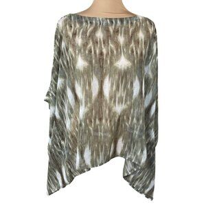 Chico's Poncho Top Size S/M Sheer Green Brown Lightweight Draped